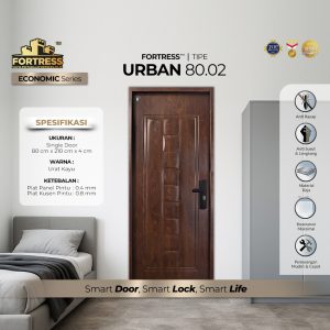 Pintu Fortress Tipe URBAN 80.02 Bahan Baja Motif Kayu